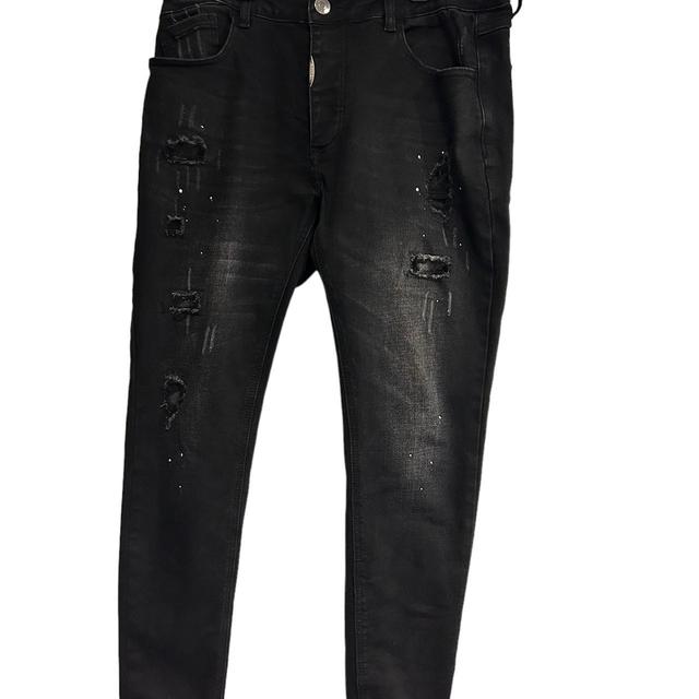 Men's Painted Jeans - Black - 32" on Productcaster.