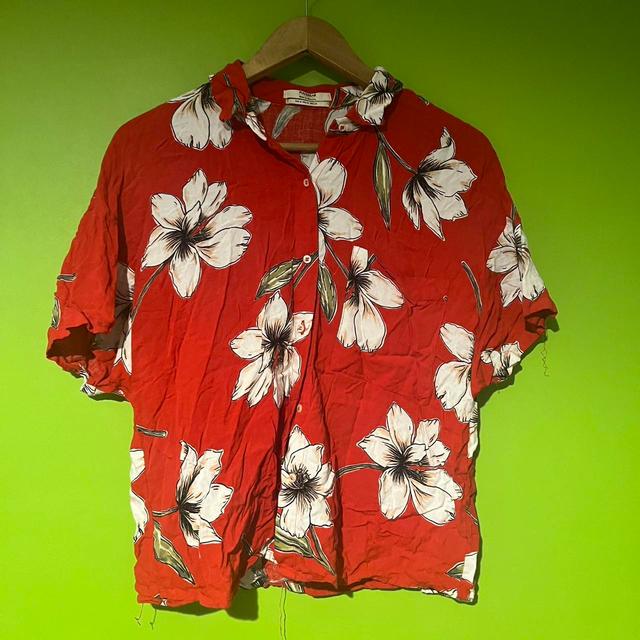 Pull&Bear Women's Shirt - Red/Multi - M on Productcaster.