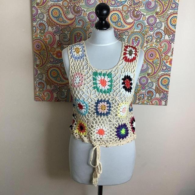 Handmade Women's Vest - Cream - S on Productcaster.