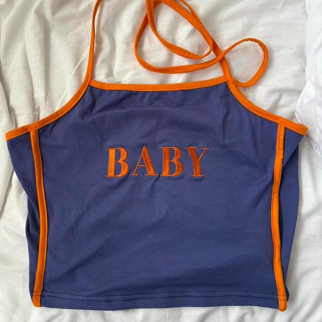 Women's Crop top - Blue/Orange - M on Productcaster.