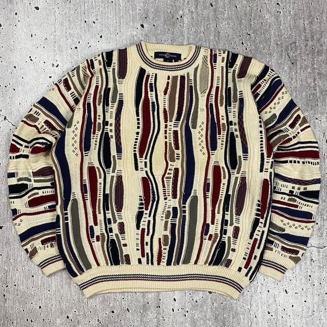 Cotton Traders Men's Jumper - Cream/Multi - M on Productcaster.