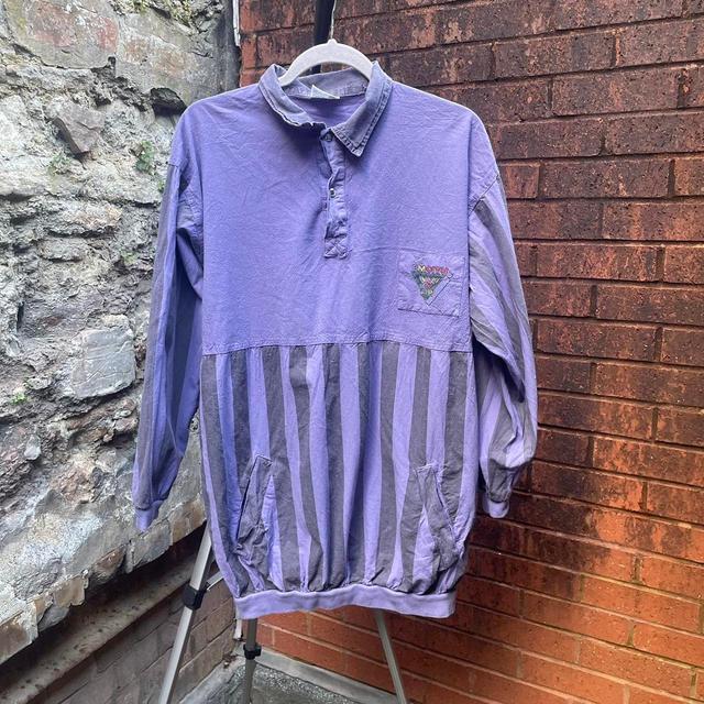 Vintage Men's Polo shirt - Purple/Blue - L on Productcaster.