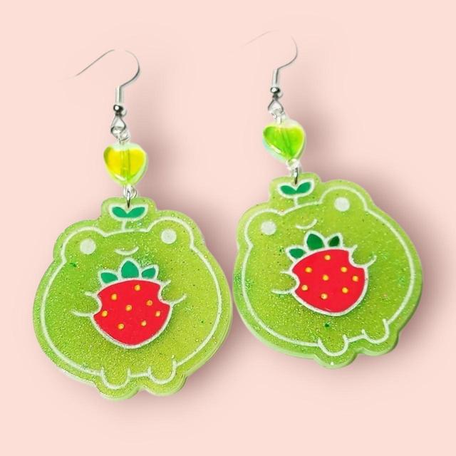 Handmade Women's Earrings - Green/Multi on Productcaster.