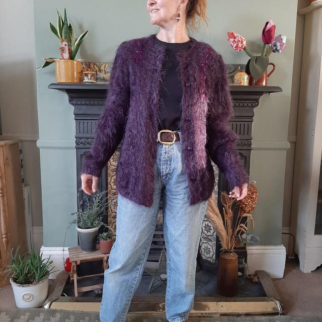 Vintage Women's Cardigan - Purple - M on Productcaster.