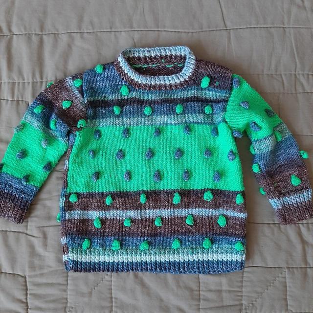 Vintage Kids' Jumper - Green/Multi - 2 years on Productcaster.