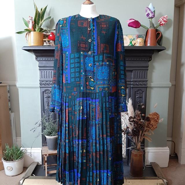 Vintage Women's Midi Dress - Blue - 16 on Productcaster.