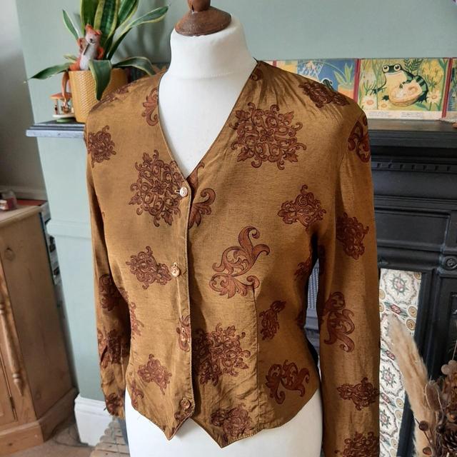 Vintage Women's Blouse - Brown/Tan - 10 on Productcaster.