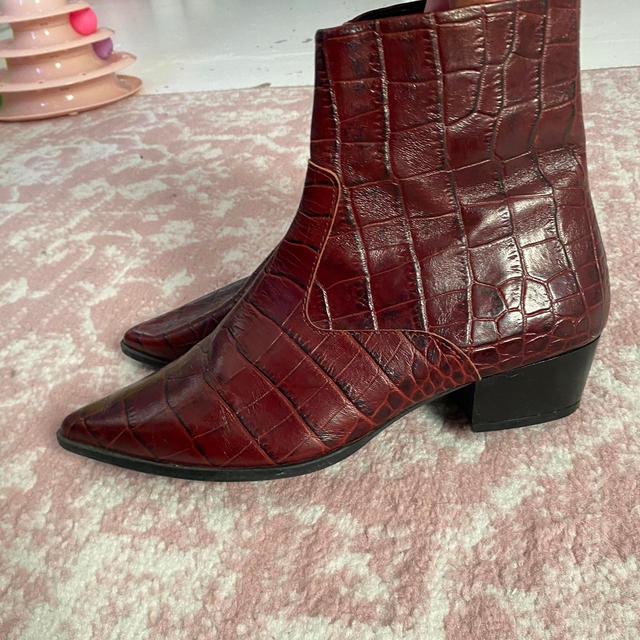 Zara Women's Ankle Boots - Burgundy/Red - UK 5 on Productcaster.