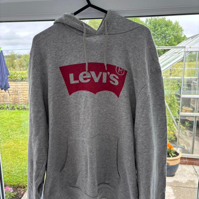 Levi's Men's Hoodie - Grey/Red - S on Productcaster.