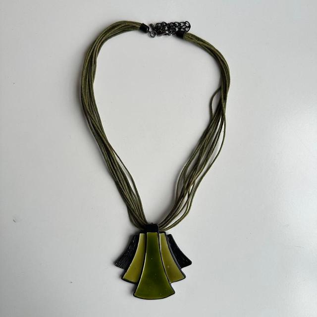 Vintage Women's Necklace - Black/Khaki on Productcaster.