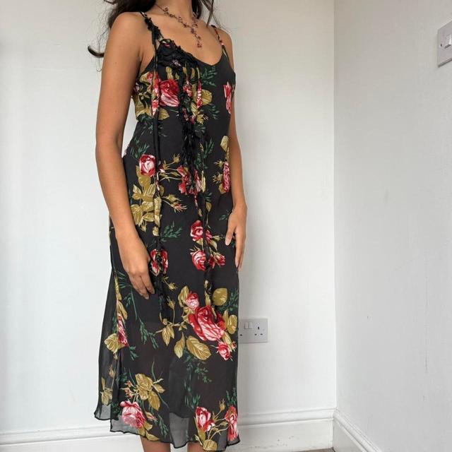 Preloved Women's Maxi Dress - Black/Multi - XL on Productcaster.