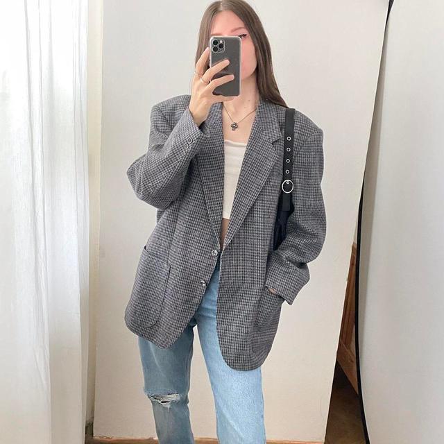 Vintage Women's Blazer Jacket - Grey - XXL on Productcaster.