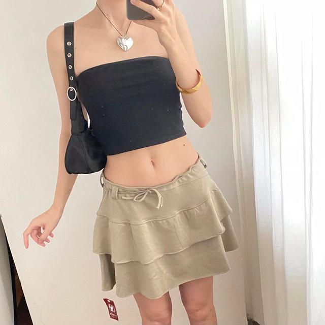 Vintage Women's Party Skirt - Khaki - UK 12 on Productcaster.