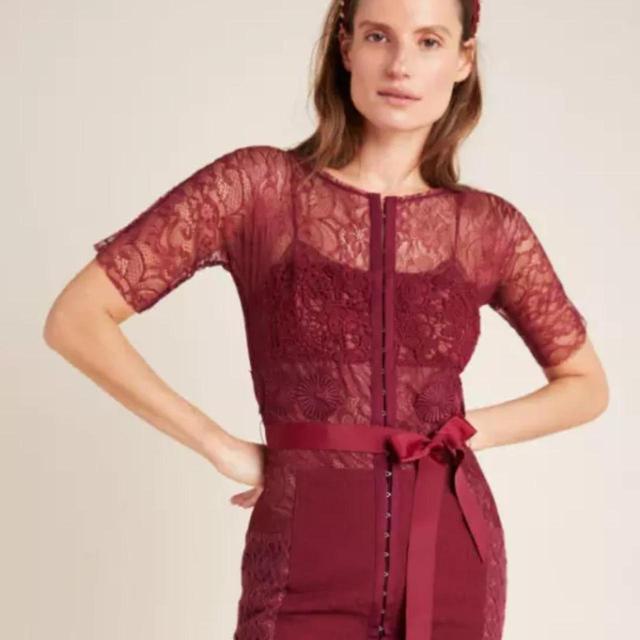 Anthropologie Women's Dress - Burgundy - 10 on Productcaster.