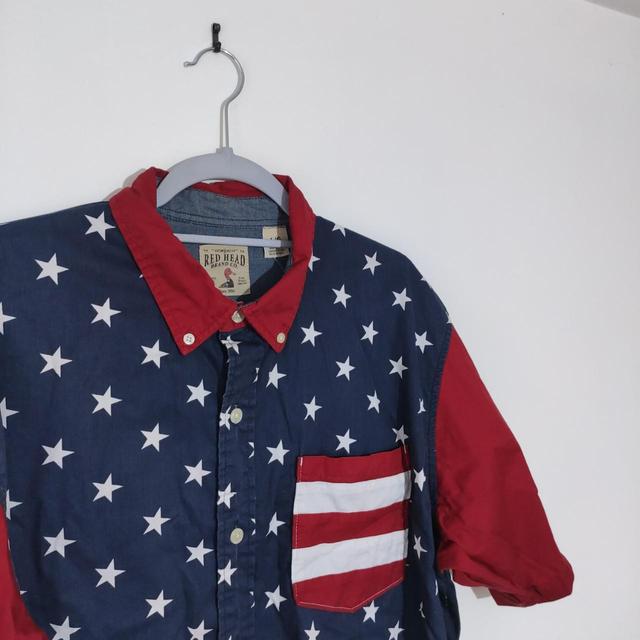 American Vintage Men's Shirt - Blue/Red - L on Productcaster.