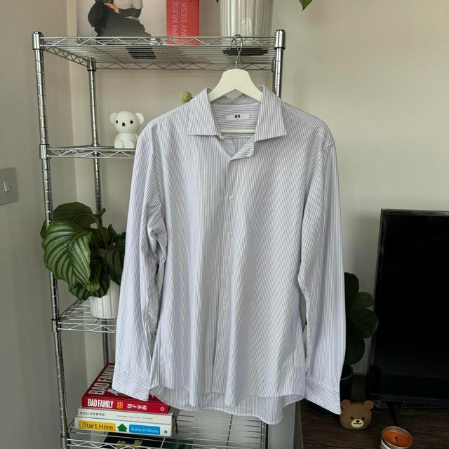 UNIQLO Men's Shirt - White/Grey - L on Productcaster.