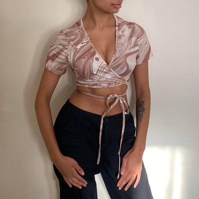 Women's Crop top - White/Brown - 6 on Productcaster.