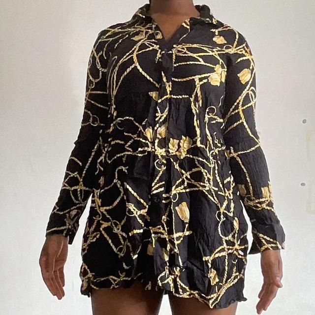 Stradivarius Women's Shirt Dress - Black/Gold - 10 on Productcaster.