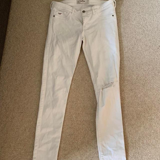 Hollister Co. Women's Ripped Jeans - White - UK 8 on Productcaster.