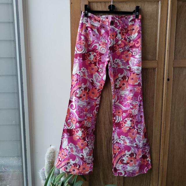 Vintage Women's Flare Trousers - Pink/Purple - UK 10 on Productcaster.