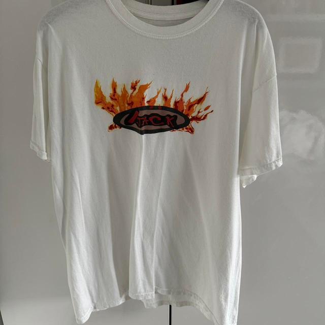 Travis Scott Men's T-shirt - White/Orange - M on Productcaster.