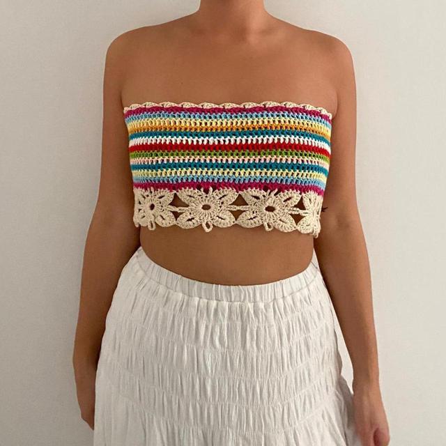 Vintage Women's Crop top - White - 14 on Productcaster.