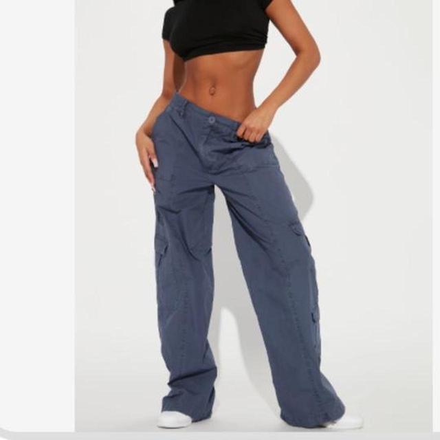 Fashion Nova Women's Cargo Trousers - Blue/Navy - UK 18 on Productcaster.