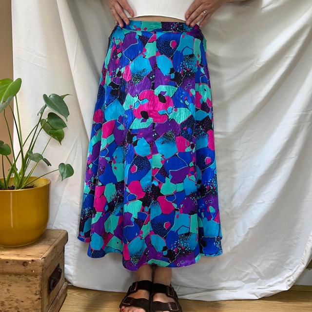 Vintage Women's Party Skirt - Purple/Blue - UK 8 on Productcaster.