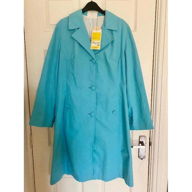 Vintage Women's Overcoat - Blue/Green - UK 10 on Productcaster.