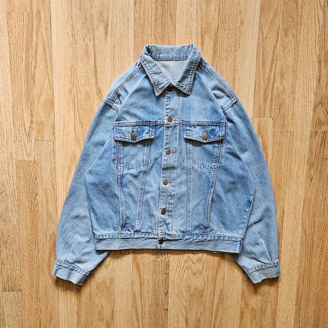 Preloved Men's Denim Jacket - Blue - L on Productcaster.