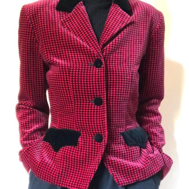 Vintage Women's Blazer Jacket - Red/Black - UK 10 on Productcaster.