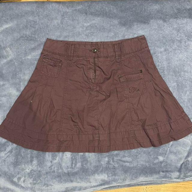 Vintage Women's Skirt - Burgundy/Brown - L on Productcaster.