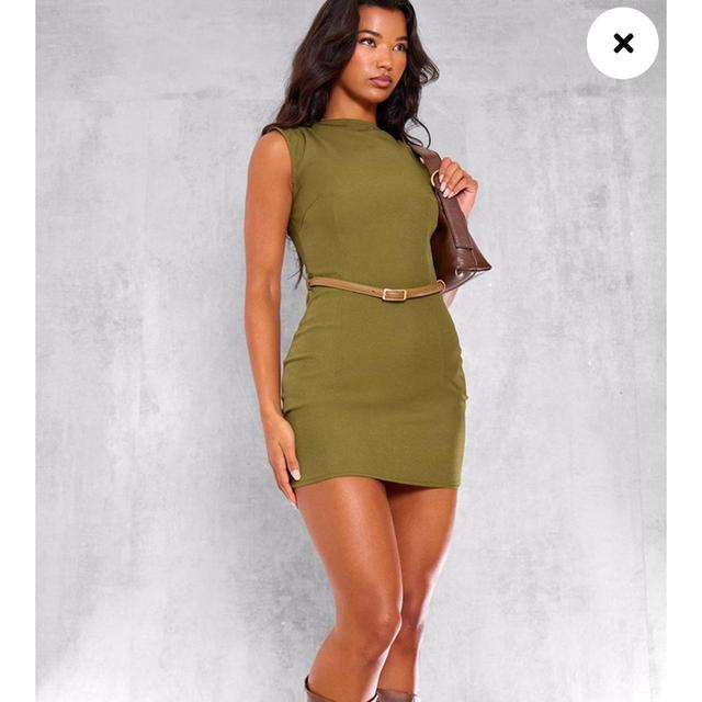 PrettyLittleThing Women's Bodycon Dress - Khaki/Green - 12 on Productcaster.