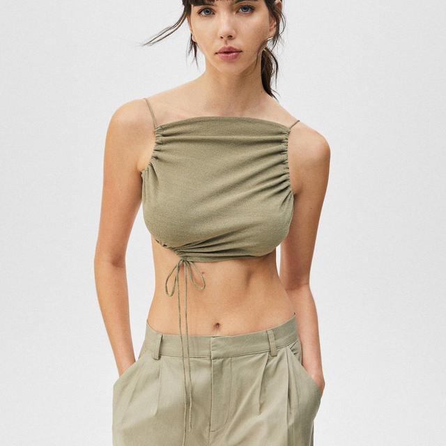 Pull&Bear Women's Crop top - Khaki - XS on Productcaster.