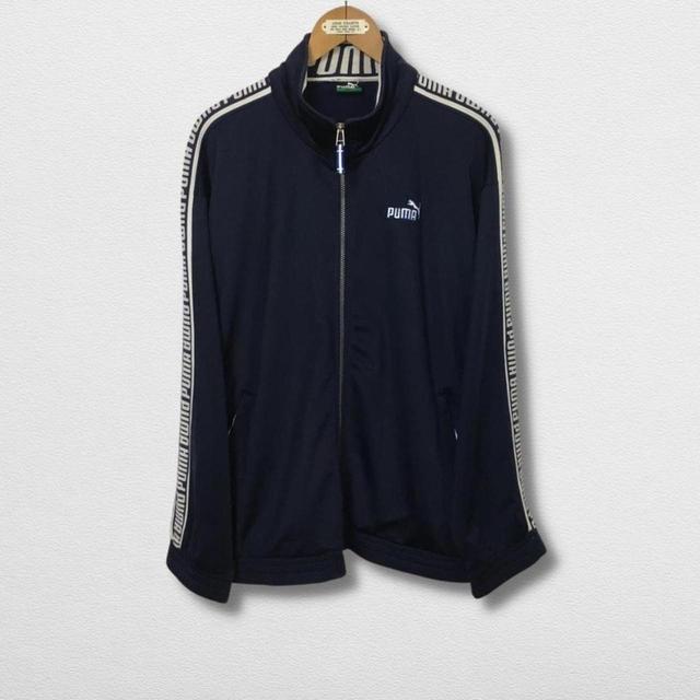 Puma Men's Lightweight Jacket - Navy/White - L on Productcaster.