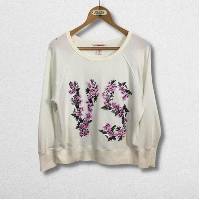 Victoria's Secret Women's Sweatshirt - White/Pink - 12 on Productcaster.