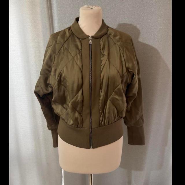 Zara Women's Bomber Jacket - Khaki/Green - S on Productcaster.