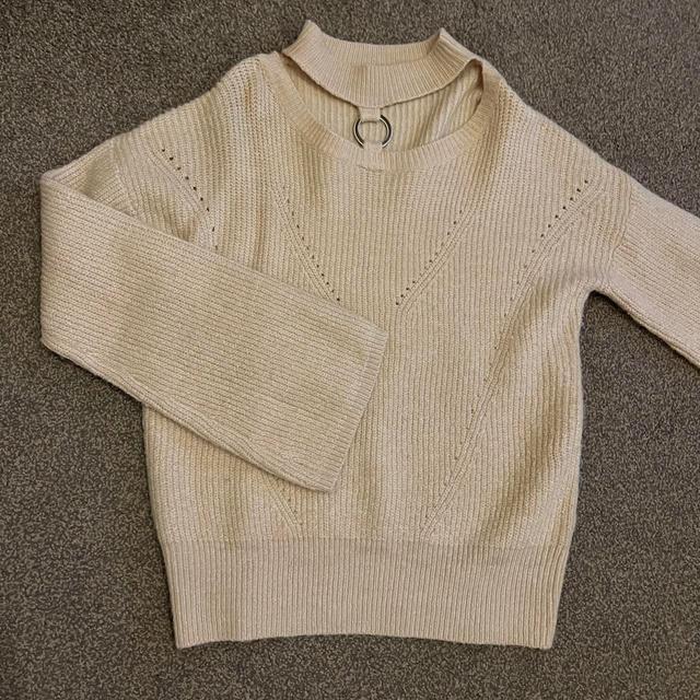 Primark Women's Jumper - Cream/Pink - M on Productcaster.