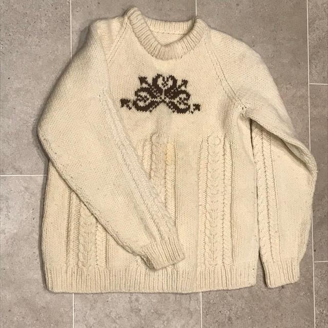 Vintage Men's Jumper - Cream/White - L on Productcaster.