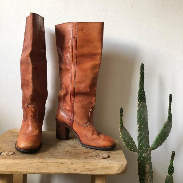 Vintage Women's Knee high Boots - Tan/Brown - UK 5.5 on Productcaster.