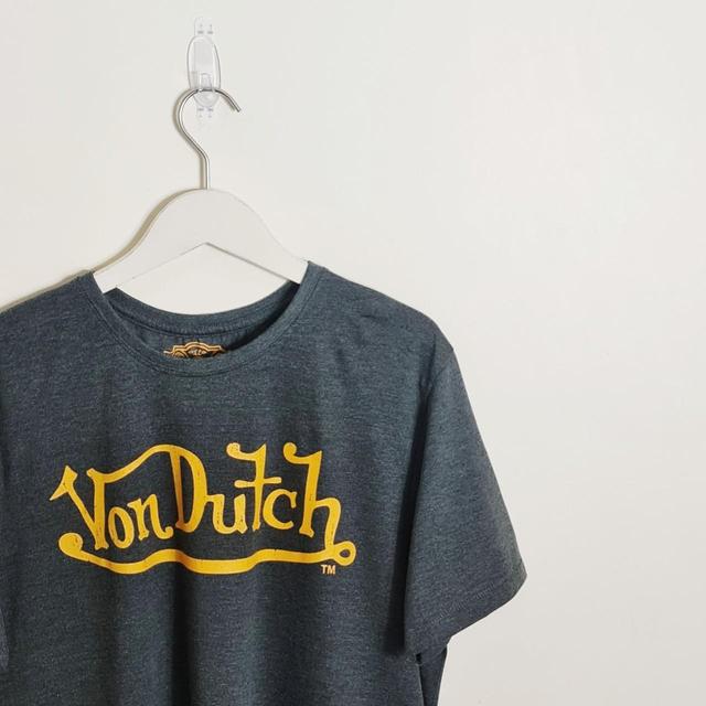 Von Dutch Men's T-shirt - Grey/Yellow - L on Productcaster.