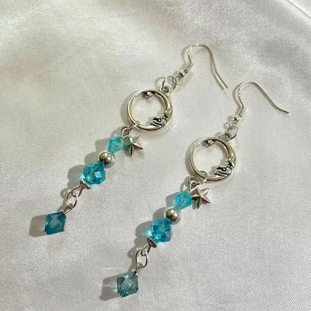 Reworked Women's Earrings - Silver/Blue on Productcaster.