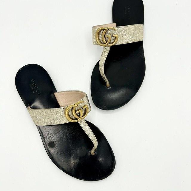 Gucci Women's Sandals - Gold - UK 4 on Productcaster.