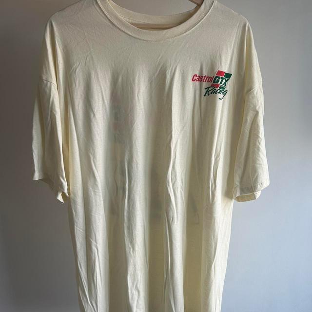 Men's T-shirt - Cream/White - M on Productcaster.