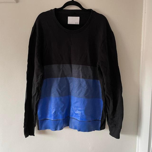 Preloved Men's Sweatshirt - Black/Blue - L on Productcaster.