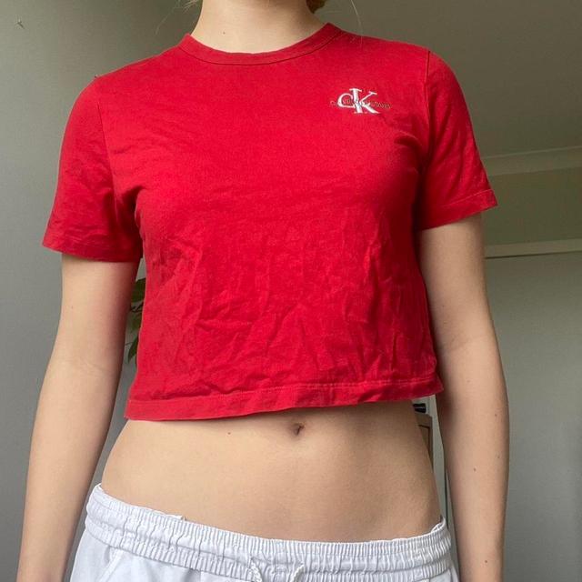 Calvin Klein Women's Crop top - Red - XS on Productcaster.