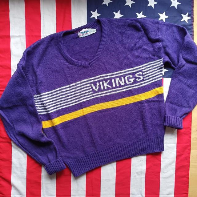 Vintage Men's Jumper - Yellow/Purple - L on Productcaster.