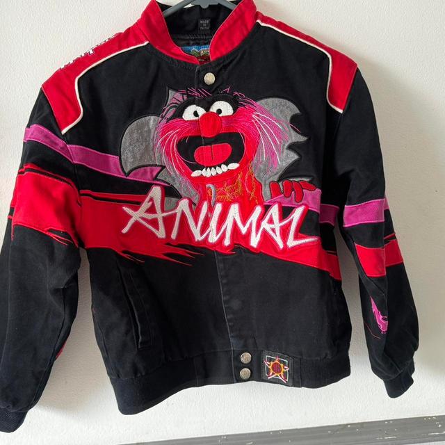 Vintage Kids' Varsity Jacket - Black/Red on Productcaster.