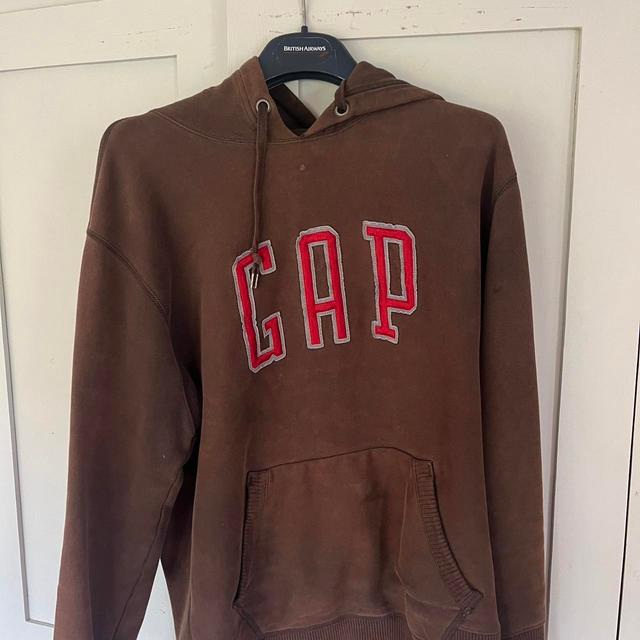 Gap Men's Hoodie - Brown/Red - M on Productcaster.