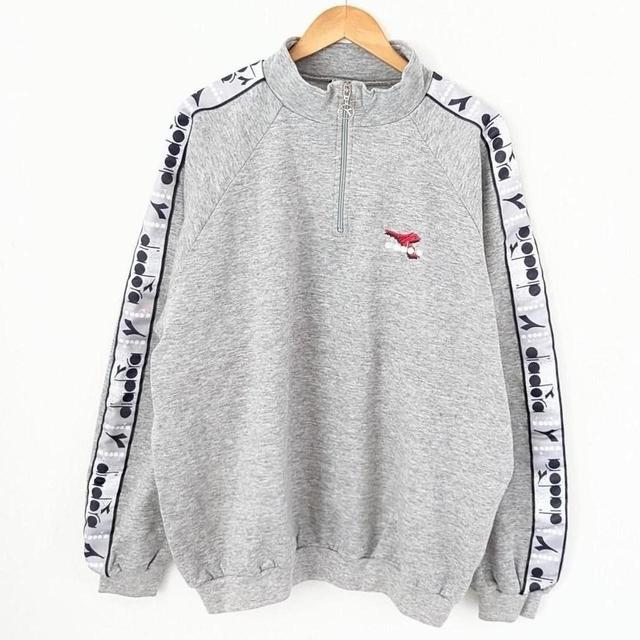 Diadora Men's Sweatshirt - Grey/Red - XL on Productcaster.